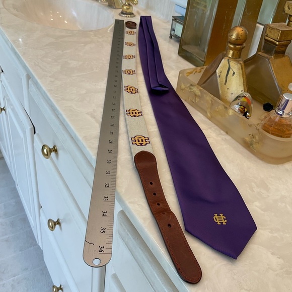 Catholic High, LR, AR, Tie & Belt, Tie-Class of 1999 purple 59” x 3”, Belt-Sz 32 - Picture 7 of 16